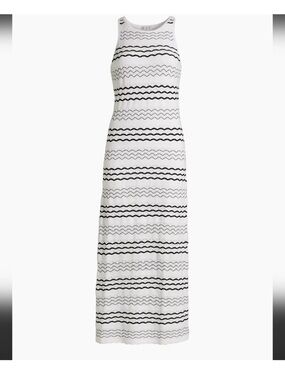 Sleeveless White & Black Stripe Maxi Dress